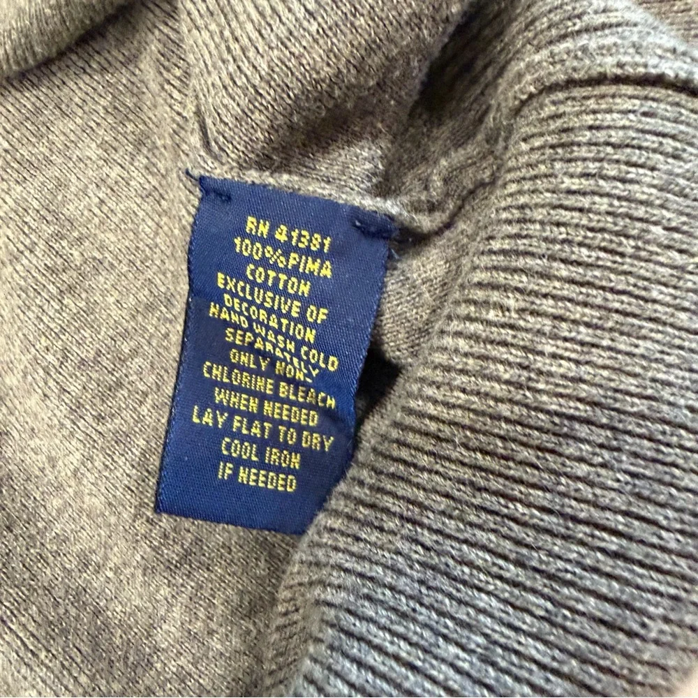 Polo by Ralph Lauren Men’s Gray V-Neck Pima Cotton Sweater Large